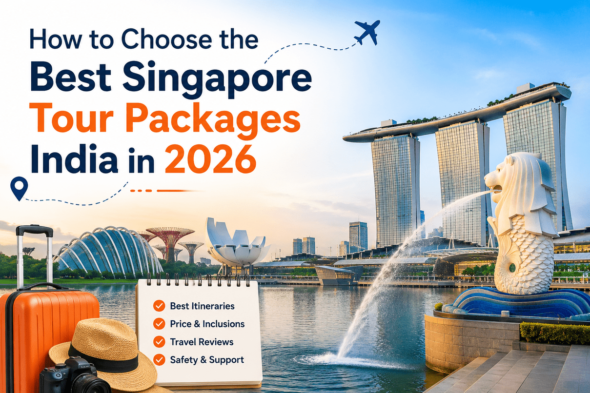 Family enjoying Marina Bay Sands and Gardens by the Bay during the best Singapore Tour Packages India with 7th Sky Tours & Travels in 2026